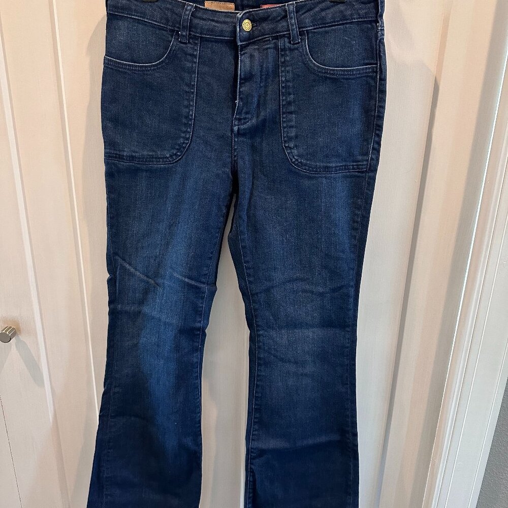 Anthropologie Pilcro High waisted Flare Jeans Dark Denim